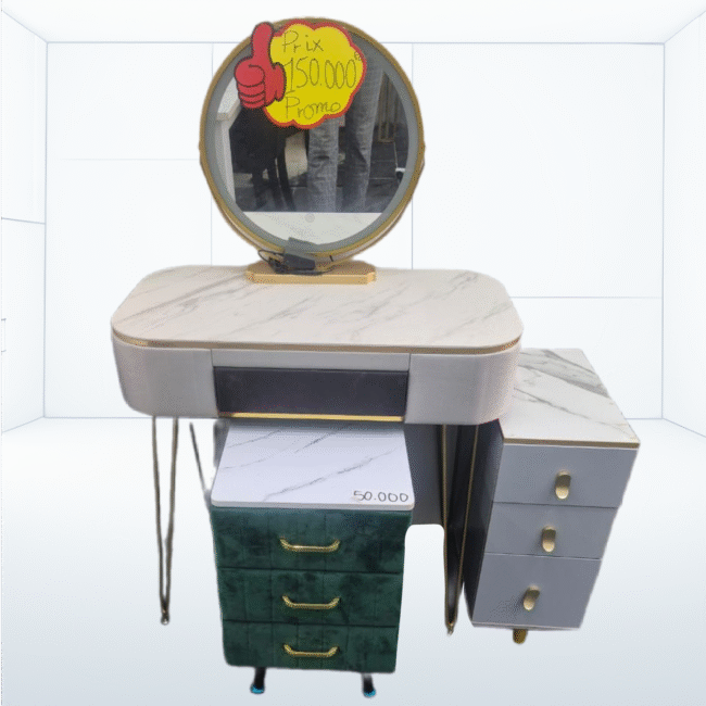 Coiffeuse de chambre à coucher gris avec marbe sur la table – Image 3